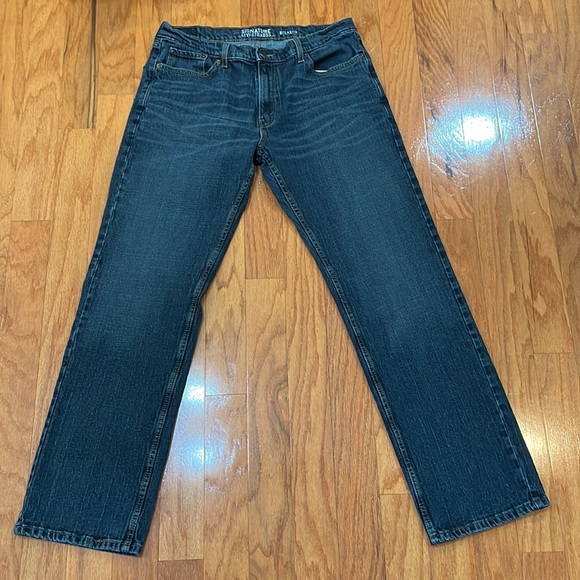 Levi Signature Strauss & Co Relaxed Fit Blue Jeans 5 Pocket W36 x L34 Dark Wash - Picture 3 of 16